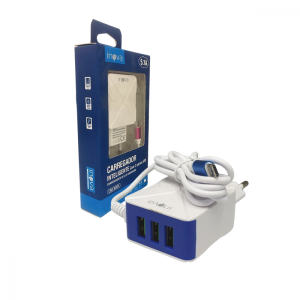 Carregador Completo com Fio 5.1A Tipo V8 e 03 portas USB INOVA CAR-9005-V8