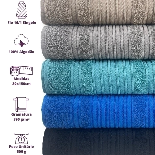 Kit 4 Toalhas de Banho e Rosto Luxo Grossa Cores Vibrantes 100% Algodão Alta Absorção - Image 4