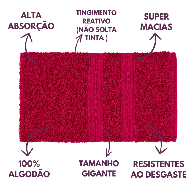 Kit 4 Toalhas de Banho e Rosto Luxo Grossa Cores Vibrantes 100% Algodão Alta Absorção - Image 6