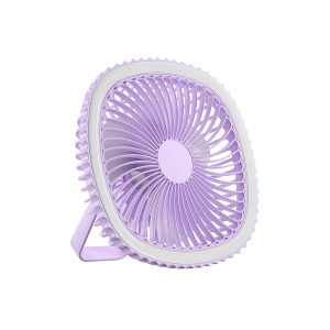 Mini Ventilador De Mesa Luz Ring Light Usb Portátil Potente Silencioso Cor:Lilás
