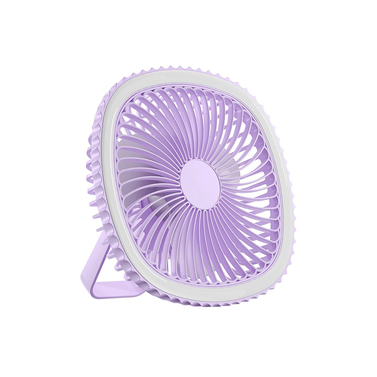Mini Ventilador De Mesa Luz Ring Light Usb Portátil Potente Silencioso Cor:Lilás