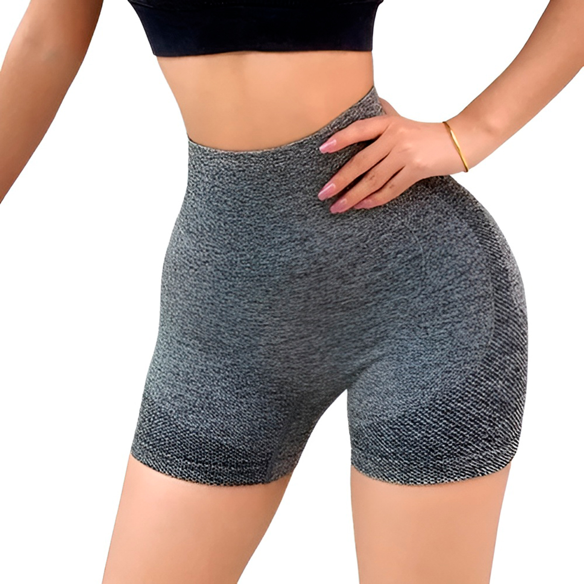 Short de Academia Levanta Bumbum Sem Costura Corrida Treino Cor:Azul - Image 6