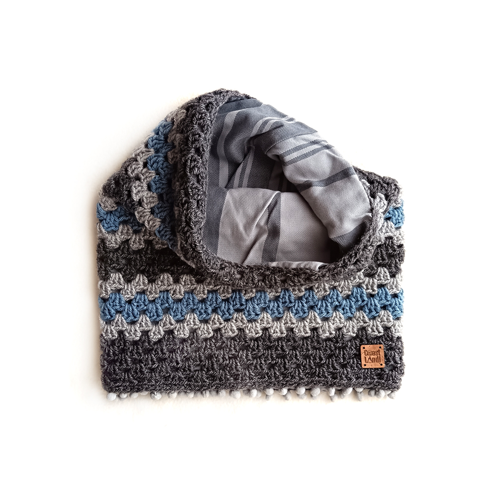 Gola de Inverno em Crochet com Forro de Algodão – Slate Mist - Image 4