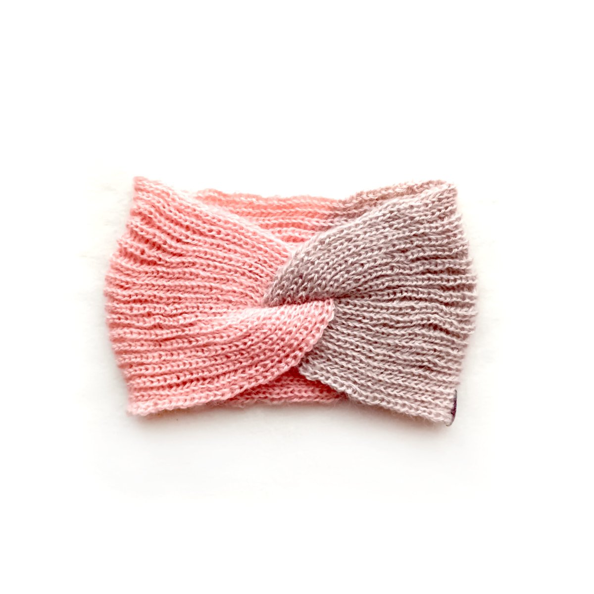 Fita de Cabelo de Inverno em Lã e Mohair – Pink & Beige