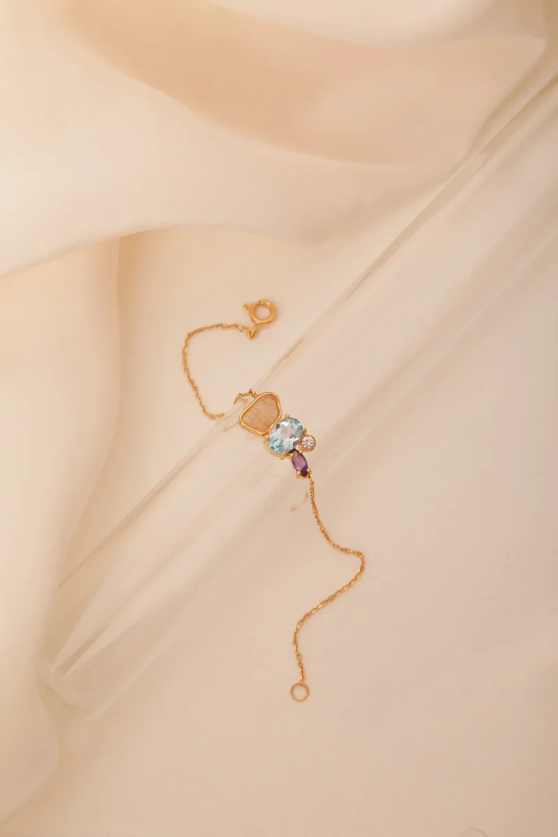 Pulseira Intensidade (Topázio Sky, Citrino, Ametista e Topázio Imperial Bruto) – Joia em Ouro 18k