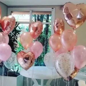 Bouquet de balões Pacces: 2 metalizados de 18” + 1 confete de 11 polegadas + 02 látex de 11” *
